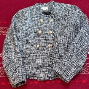 Anthropologie Black and White Tweed Blazer